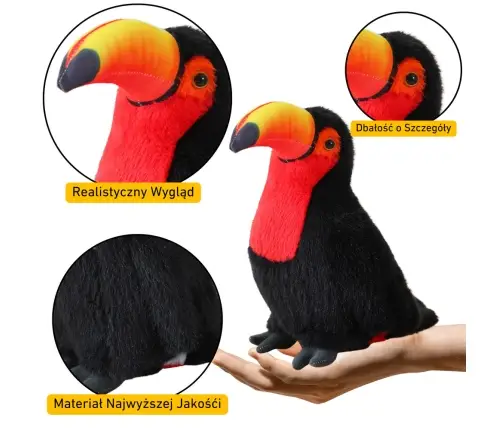 Plīša tukanis rotaļlieta 35 cm Red