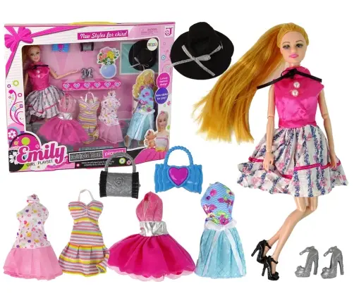Bērnu lelle Emily ar aksesuāriem un kleitām Bērnu lelle Emily ar aksesuāriem un kleitām