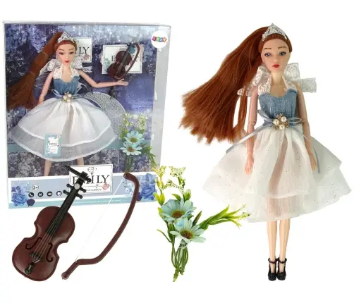 Bērnu lelle Emily ar vijoli un ziediem