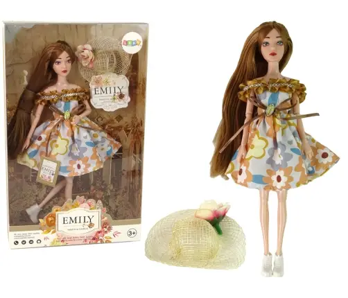 Bērnu lelle Emily ar rudajiem matiem un cepuri