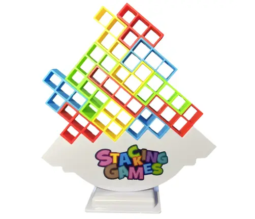 Tetris Tower Balancing Skill Game 48 Blocks 22 Color Cards