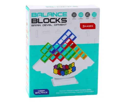 Tetris Tower Balancing Skill Game 48 Blocks 22 Color Cards