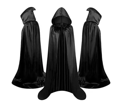 Cape with Hood Carnival Halloween Black 150cm