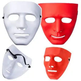 Mask Anonymous Carnival Halloween On Elastic White Red