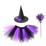 Witch Costume Hat Skirt Broom Purple and Black Costume Witch Costume Hat Skirt Broom Purple and Black Costume