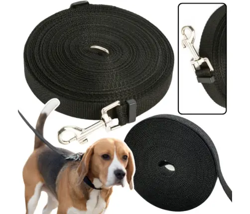 Garuma apmācības pavada ar klipsi – melna, 5m