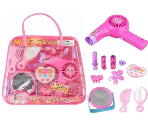 Girls Beauty Kit Hair Accessories Set Realistic Hairdryer In A Bag