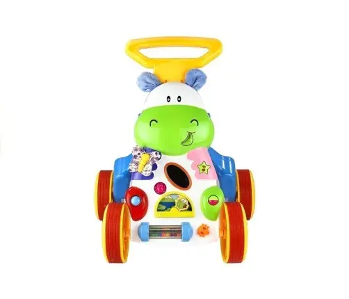 Toddler Baby Push Along Toy Hippo Sounds Rattles Crinkles Mirror