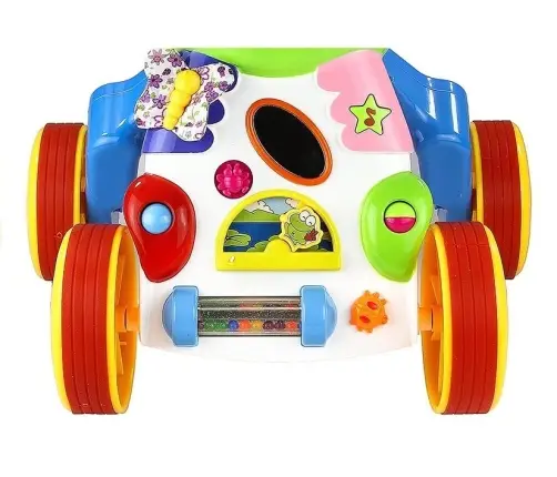 Toddler Baby Push Along Toy Hippo Sounds Rattles Crinkles Mirror