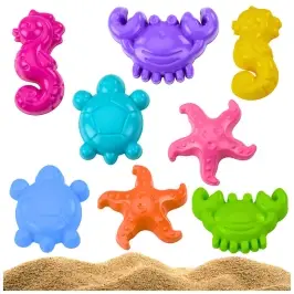Sea Sand Molds 4 Pieces Crab Turtle Starfish Horse Yellow Green