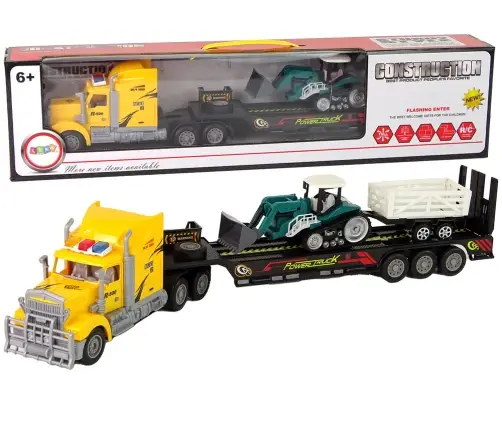 Radiovadāms kravas auto ar eksavatoru ar piekabi ar pulti