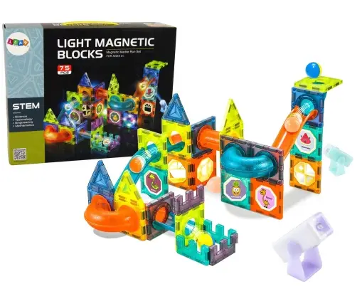 Glowing Slide For Balls Magnetic Blocks 75 Elements