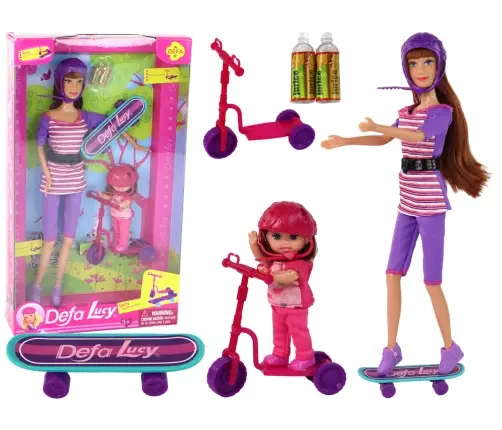 Lucy Doll Set Purple Scooter Skateboard Helmets Lucy Doll Set Purple Scooter Skateboard Helmets