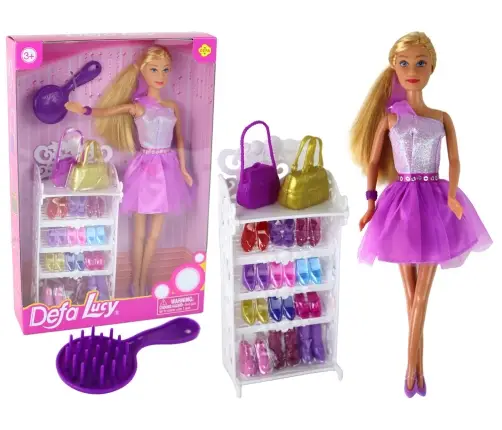 Lucy Doll Purple Glitter Dress Set Shoes
