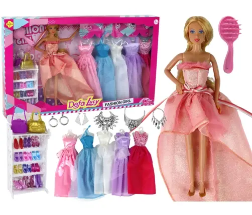 Children's Doll Long Blonde Hair Wardrobe Shoes Dresses Accessories