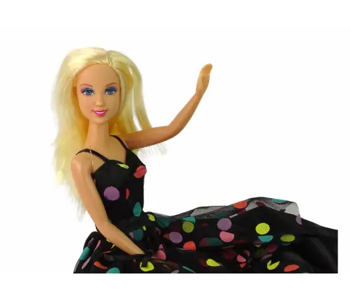 Lucy Doll, Black Polka Dot Dress, Long Lucy Doll, Black Polka Dot Dress, Long