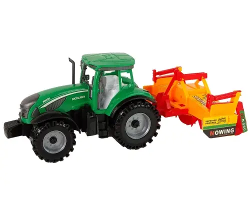 Green Tractor with Orange Cultivator for Kids