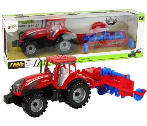 Red Tractor with Plough Friction Drive