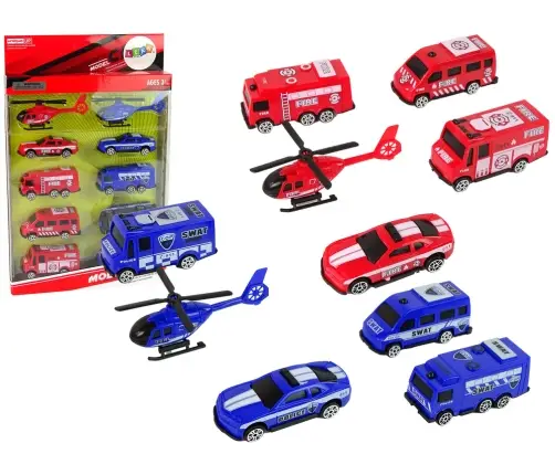 Set of 10 Resorcery Rescue Vehicles Police, Fire Brigade
