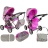 2-in-1 Stroller with Bag Grey Pink Stars