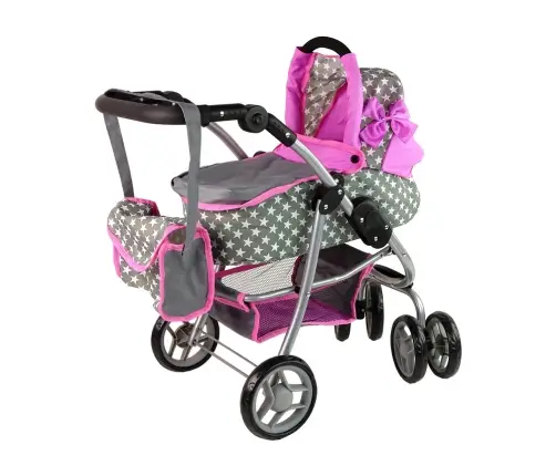 Leļļu rati 2in1 Pink Stars