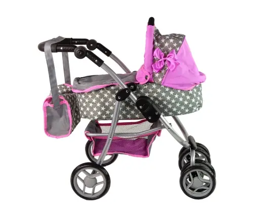 Leļļu rati 2in1 Pink Stars