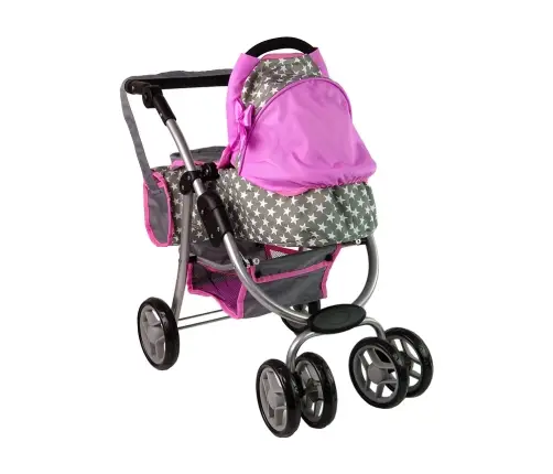 Leļļu rati 2in1 Pink Stars