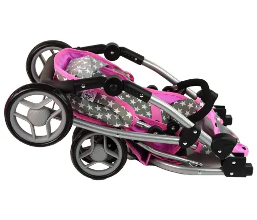 Leļļu rati 2in1 Pink Stars