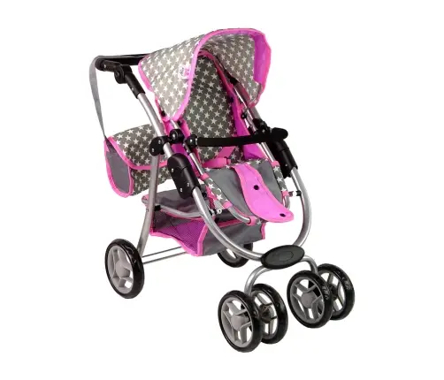 Leļļu rati 2in1 Pink Stars