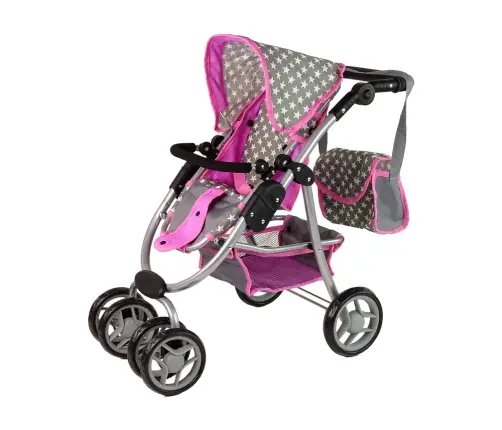 Leļļu rati 2in1 Pink Stars