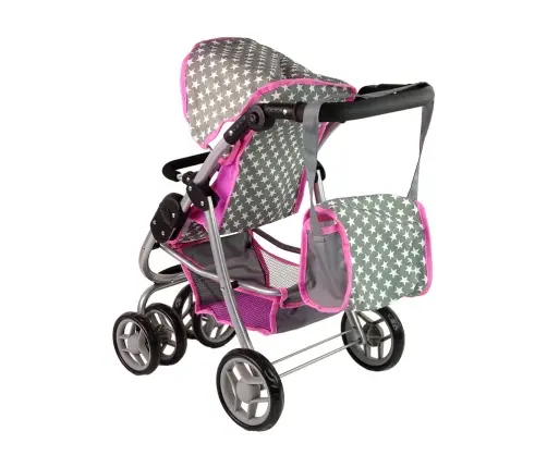 Leļļu rati 2in1 Pink Stars