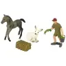 Animal Figurine Set Horse Grey Hare Farmer