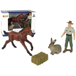 Set of Animal Figurines Horse Hare Farmer