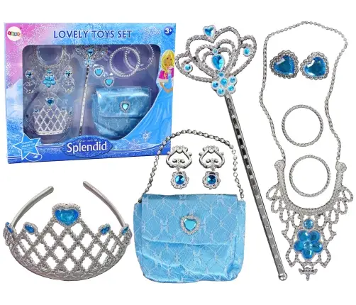 Set for Little Princess Blue Crown Carnival Ball + Accessories.
