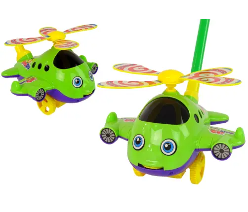 Happy Plane Pusher Stick Bell Green Happy Plane Pusher Stick Bell Green