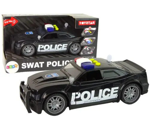 Car Police 1:14 Lights Sounds Black