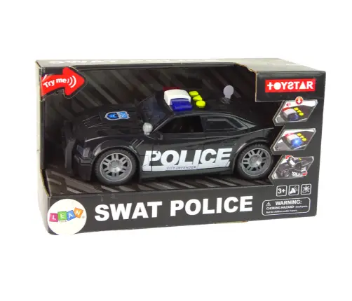 Car Police 1:14 Lights Sounds Black