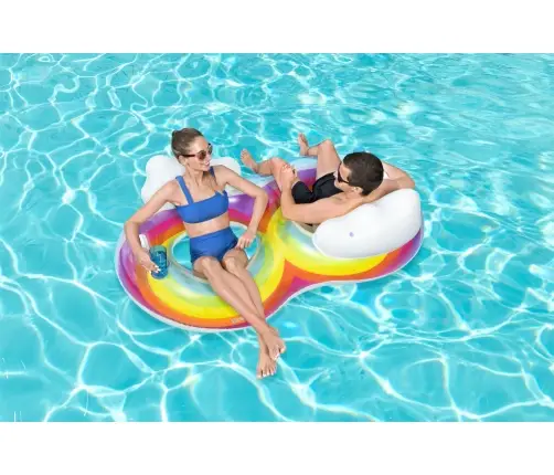 Double Inflatable Swimming Ring 186 x 116 cm Rainbow Bestway 43648