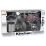 A set of pots and kitchen accessories for children