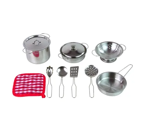 A set of pots and kitchen accessories for children