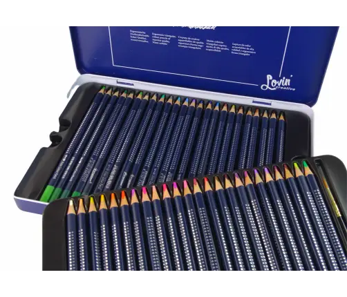 Set of 48 Watercolor Pencils Metal Container