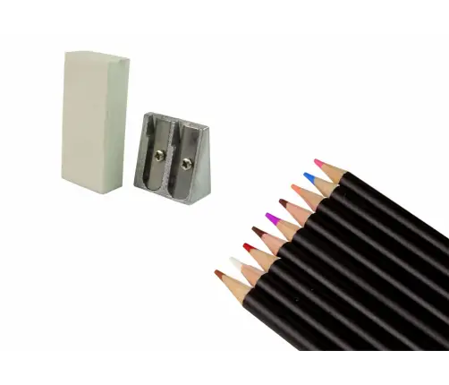 Set of crayons in a tube, sharpener, eraser, 74 pcs.