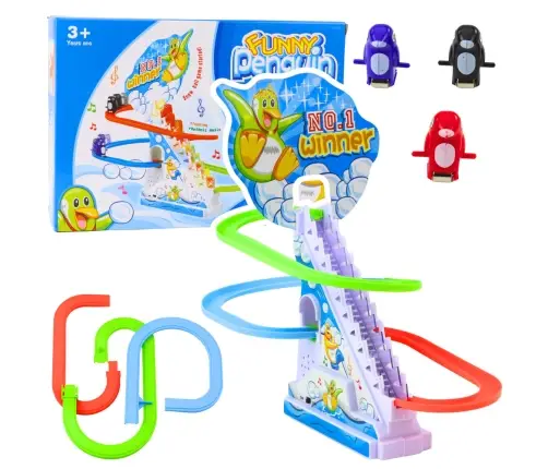 Funny Penguin Race Racer Ice Slide Track Kids Toy Lights Sounds