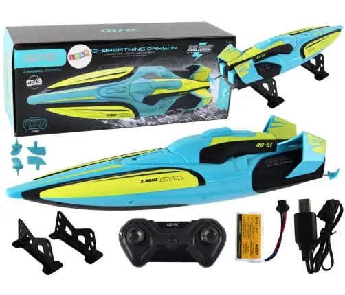 RC Water Boat 2.4G Yellow-Turquoise Waterproof Remote Control