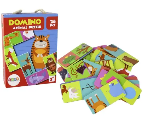 Logic Game Double-Sided Domino Animals Puzzle 10cm x 5cm 28 Pieces. Logic Game Double-Sided Domino Animals Puzzle 10cm x 5cm 28 Pieces.