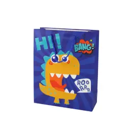 Blue Dinosaur Paper Gift Bag 41.5cm x 30cm x 12cm