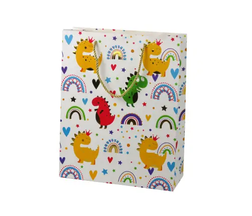 Colorful Dinosaurs Rainbow Gift Bag 32 cm x 26 cm x 10 cm