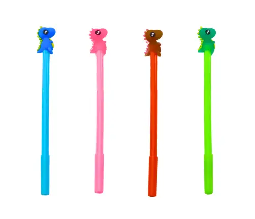 Dinosaur Ballpoint Pen Black Cap Refill Mix Pink Blue 0.5mm