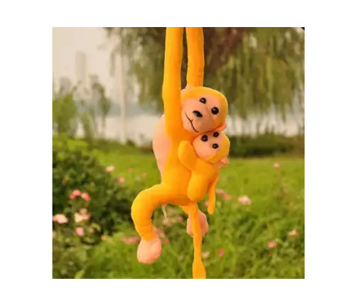 Mascot Plush Monkey with Baby, Yellow 70 cm