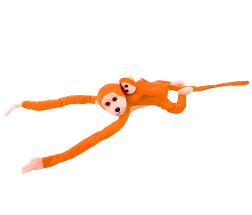 Plush Monkey with Baby Mascot, Orange with Sound 70 cm